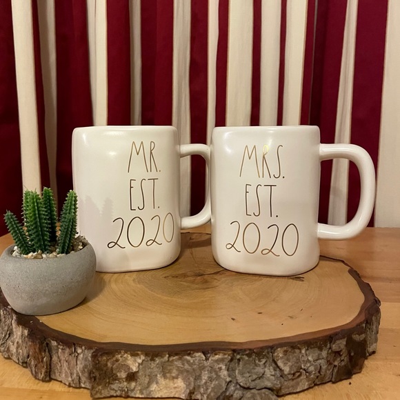 Rae Dunn Other - Rae Dunn Mr Mrs Est 2020 Gold Letters Mugs NWT